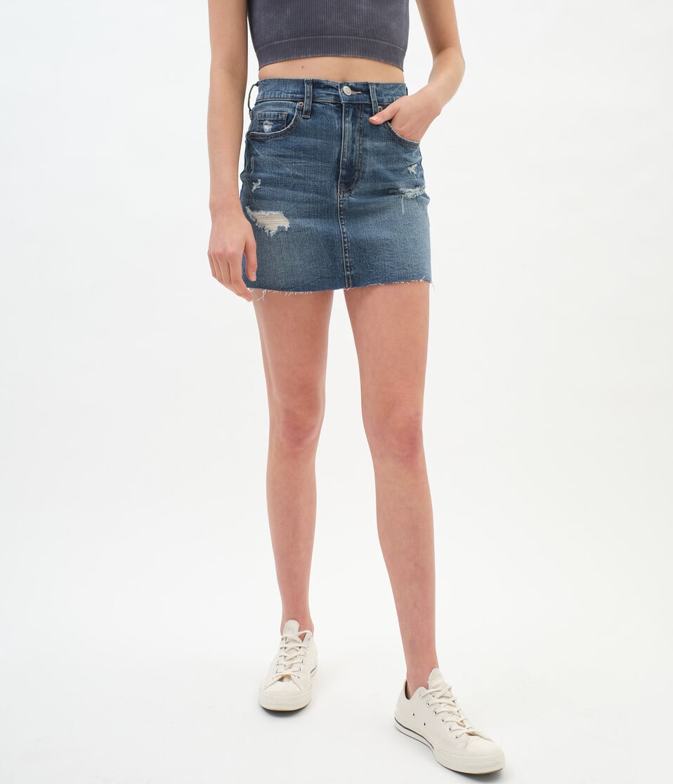 Real Denim High-Rise Mini Skirt