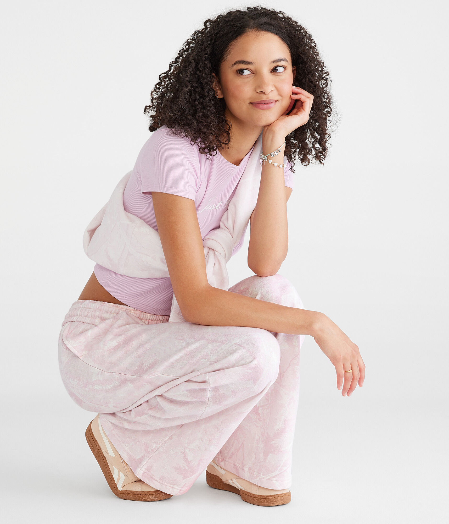 Forest Camo High-Waisted Wide Leg Sweatpants