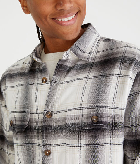 Long Sleeve Plaid Flannel Overshirt Long Sleeve Plaid Flannel Overshirt