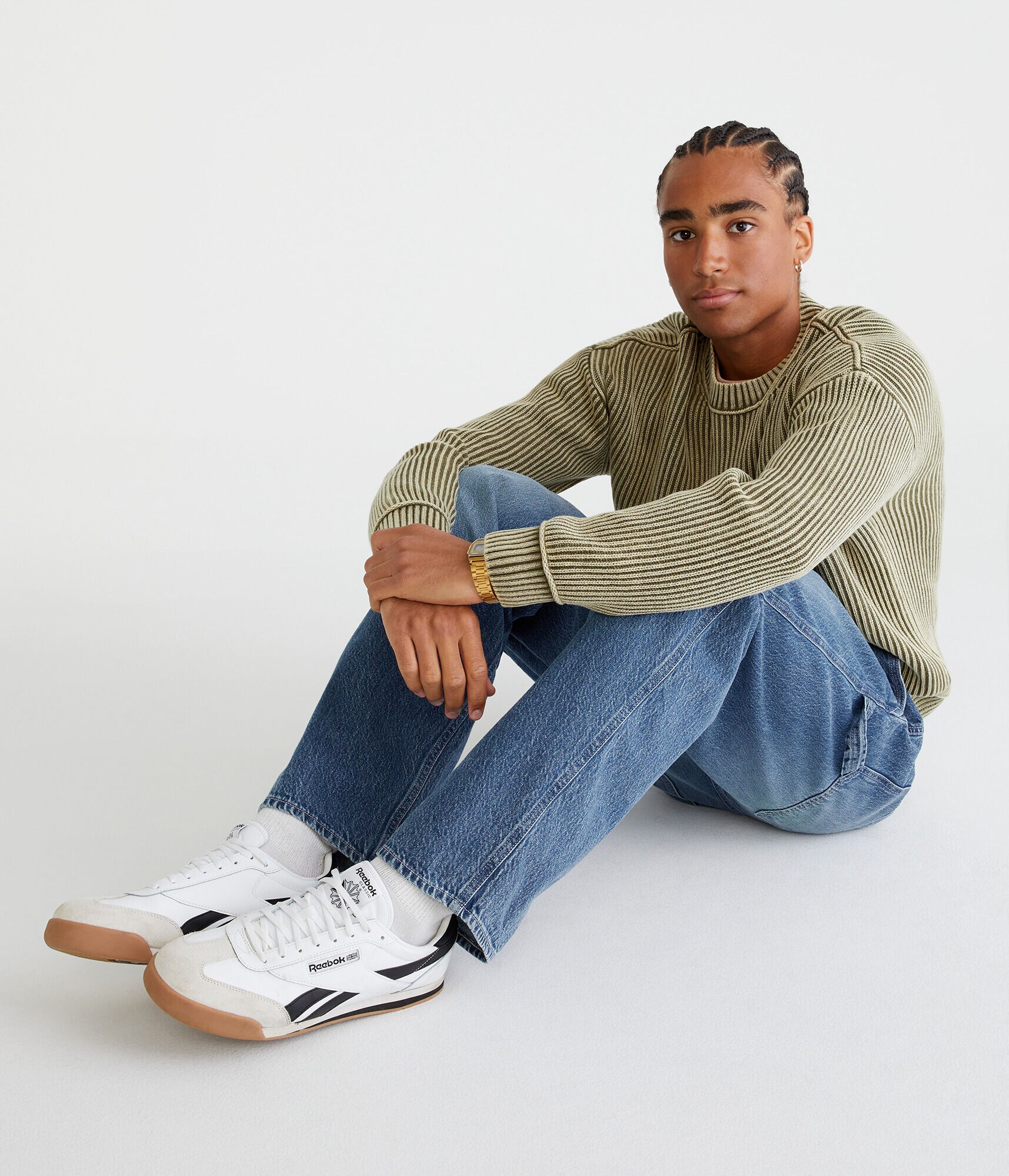 Solid Ribbed Crew Sweater