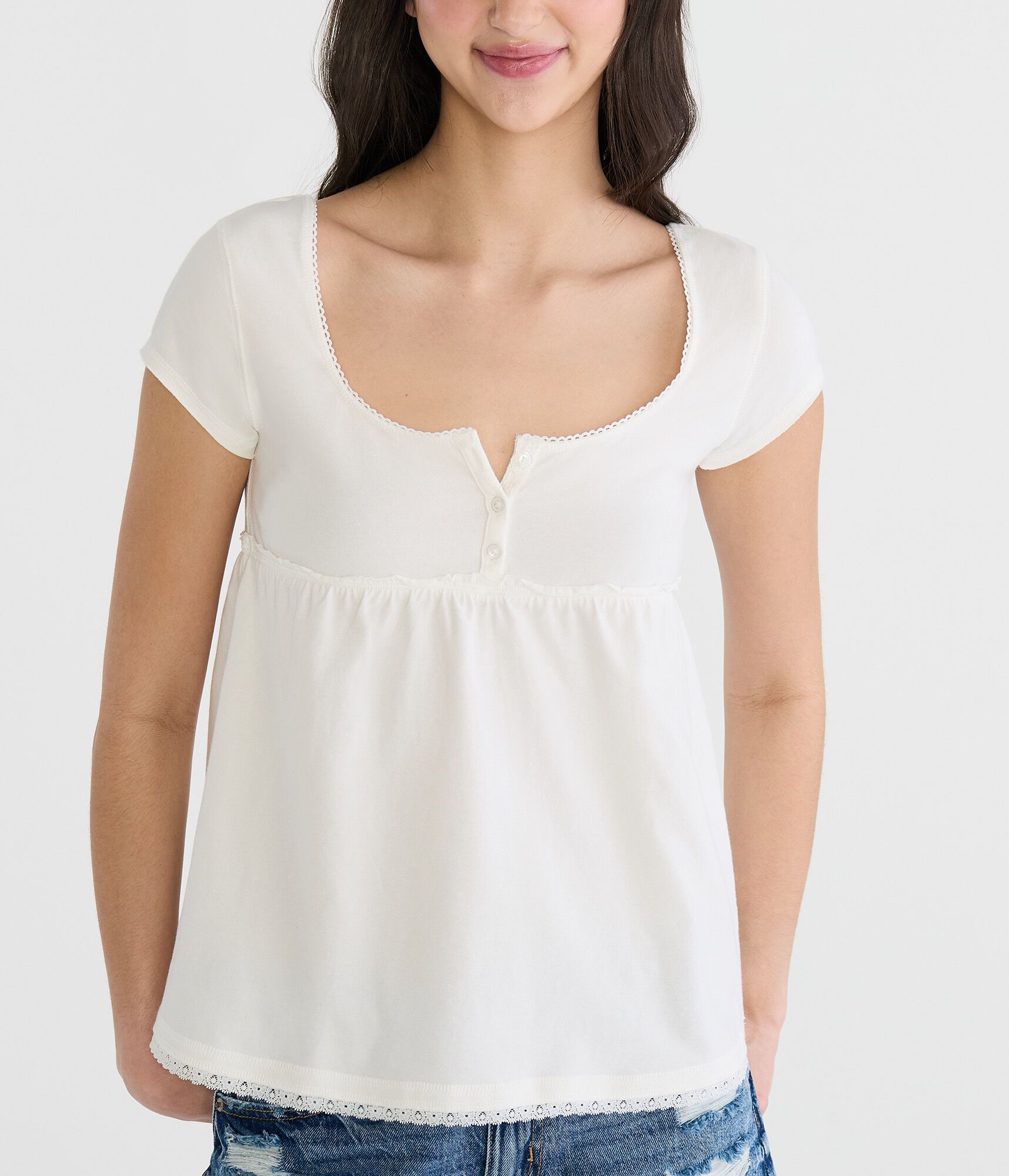 Seriously Soft Y2K Babydoll Henley