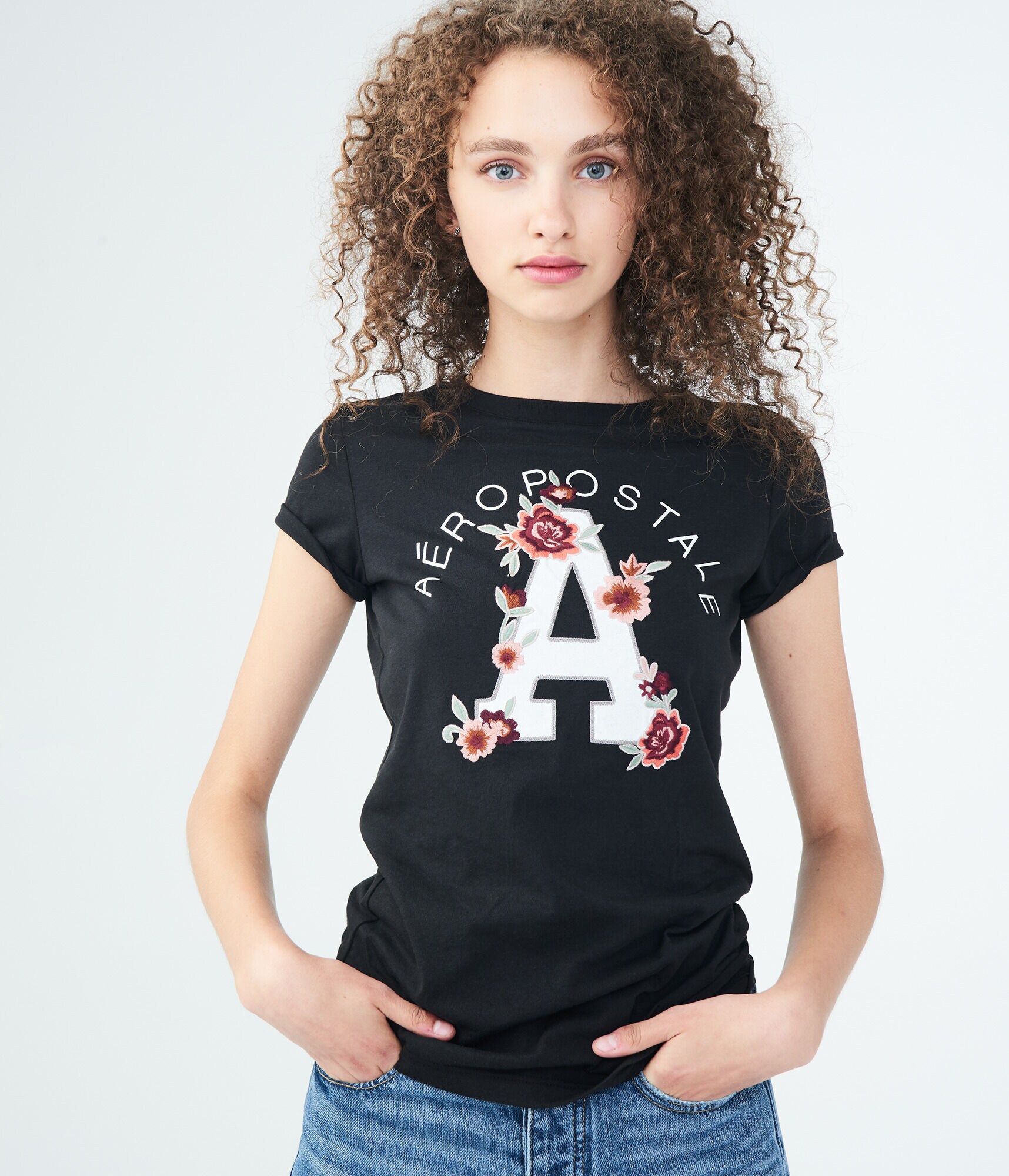 Aeropostale Floral "A" Graphic Tee