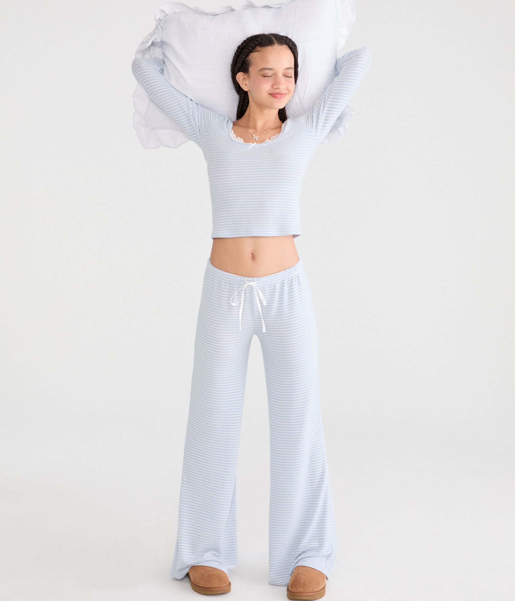 Long Sleeve Striped Sleep Top