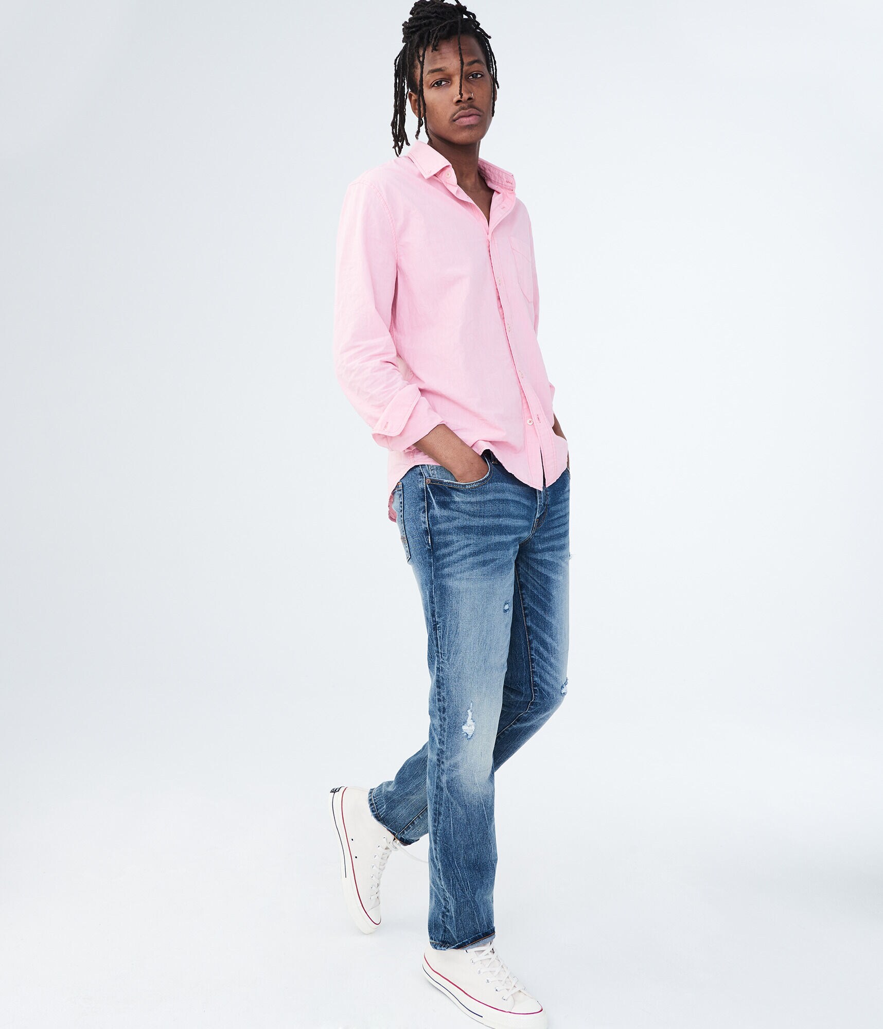 Slim Straight Medium Wash Stretch Jean