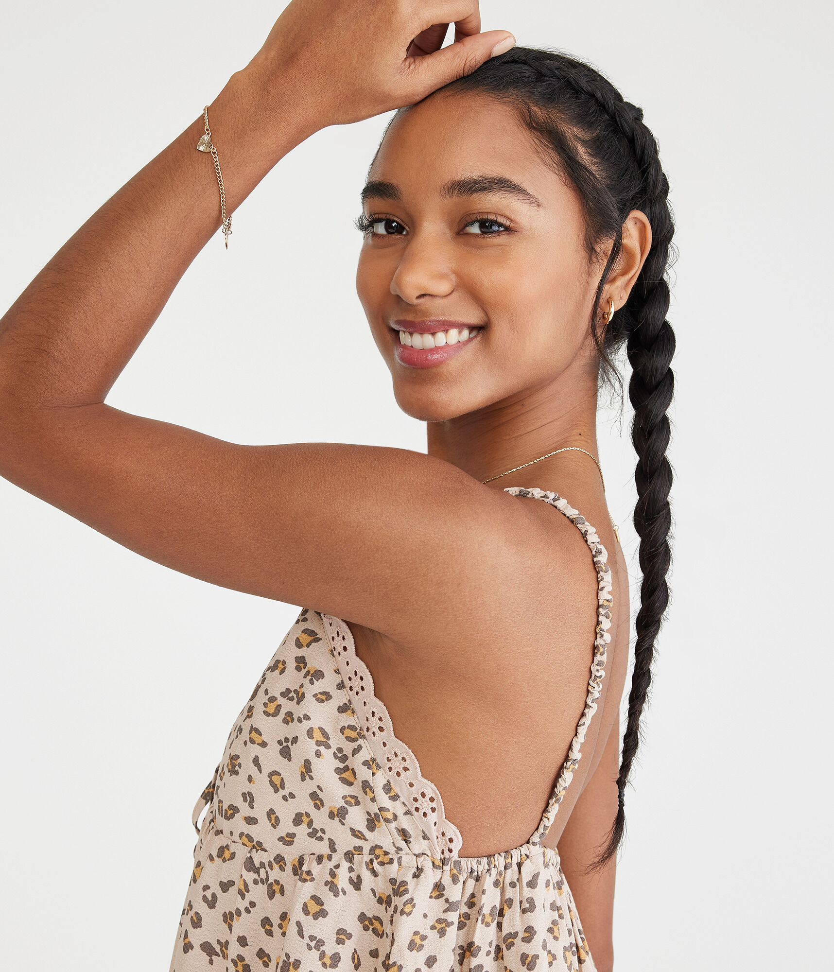 Leopard Print V-Neck Babydoll Dress