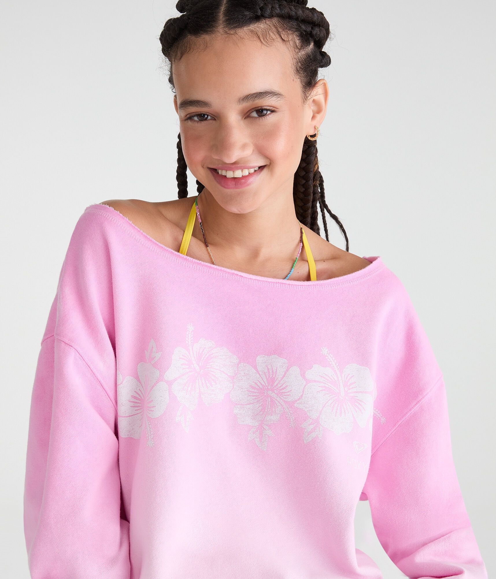 Roxy Hibiscus Ombr&eacute; Off-The-Shoulder Sweatshirt