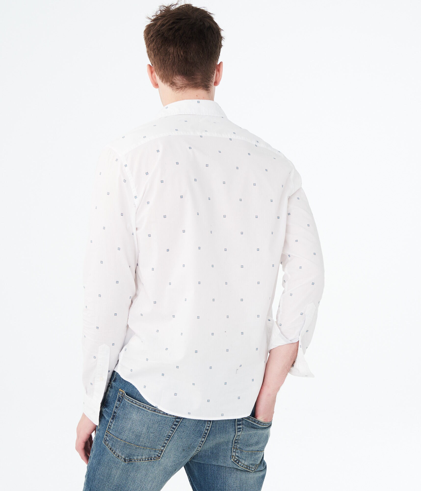 Long Sleeve Geo Print Woven Shirt