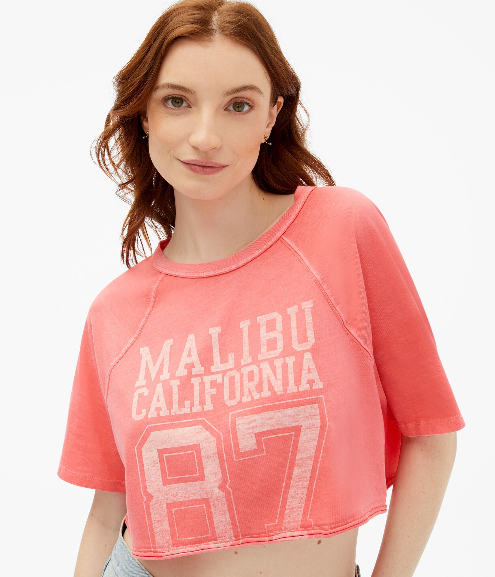 Malibu 87 Washed Cropped Graphic Tee