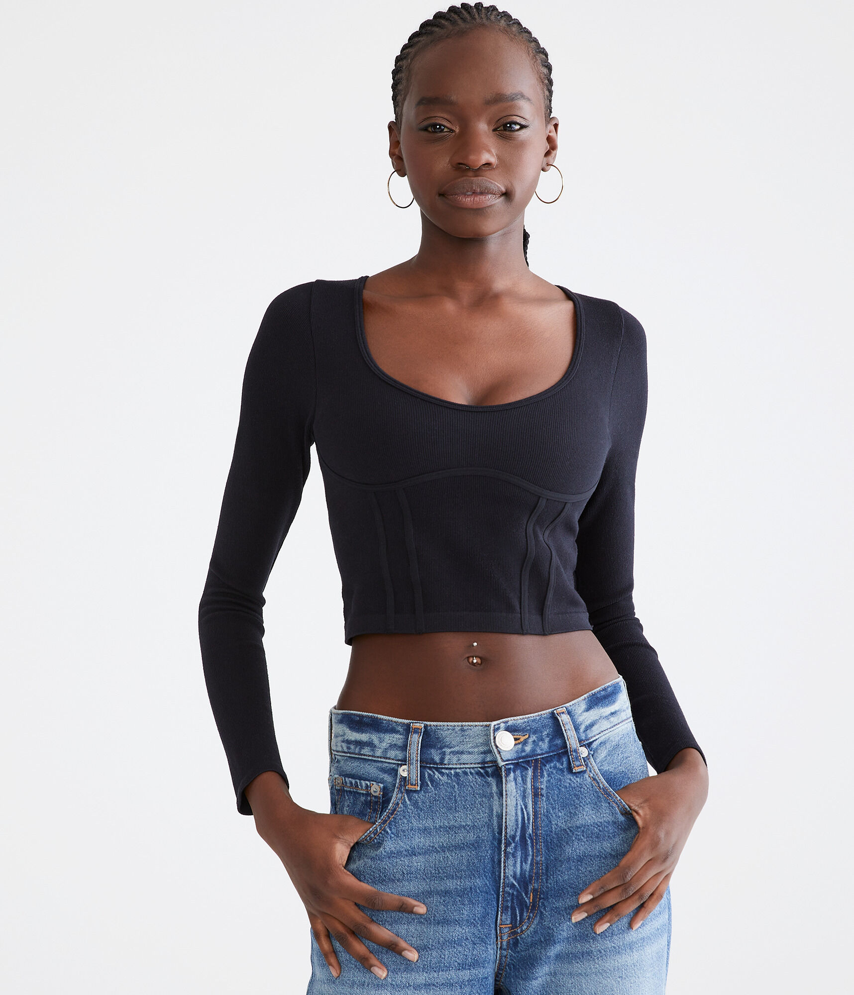 Long Sleeve Seriously Soft Corset Tiny Top