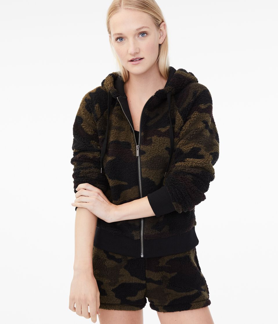 Camo Sherpa Full-Zip Hoodie - Main Image