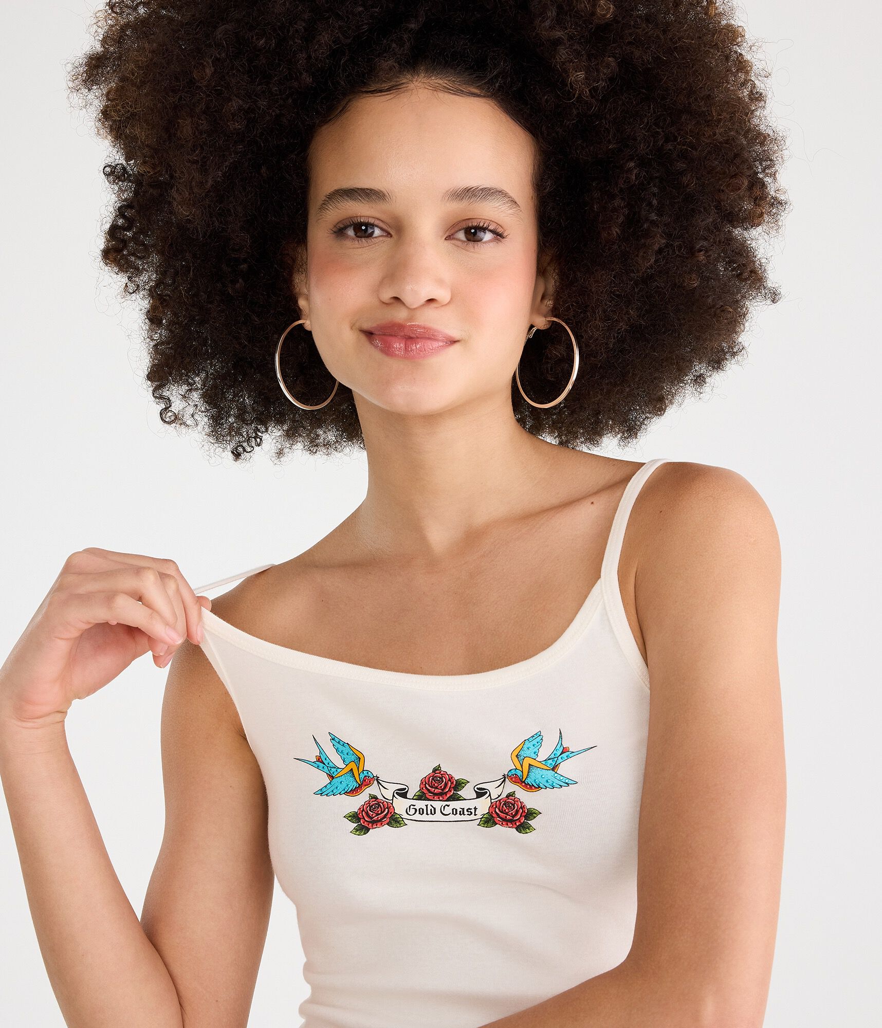 D&eacute;j&agrave; For Aero Rhinestone Gold Coast Graphic Tank Top