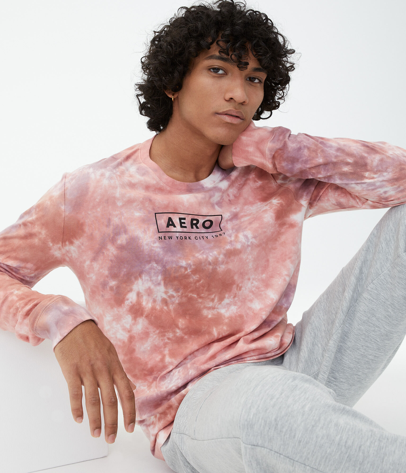 Long Sleeve Aero Box Logo Tie-Dye Graphic Tee