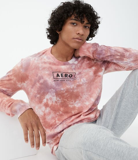 Long Sleeve Aero Box Logo Tie-Dye Graphic Tee Long Sleeve Aero Box Logo Tie-Dye Graphic Tee