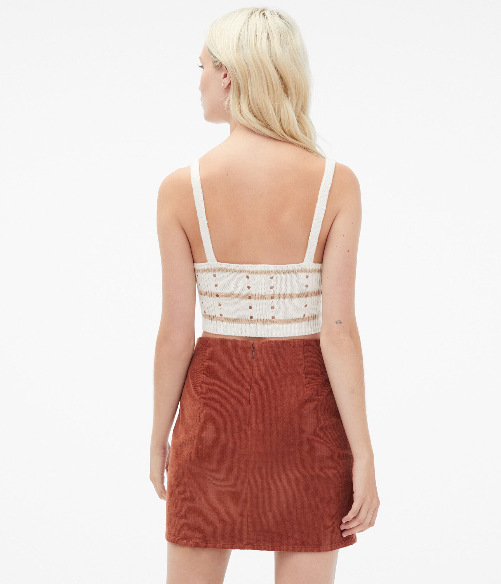 Striped Sweater-Knit Cropped Cami