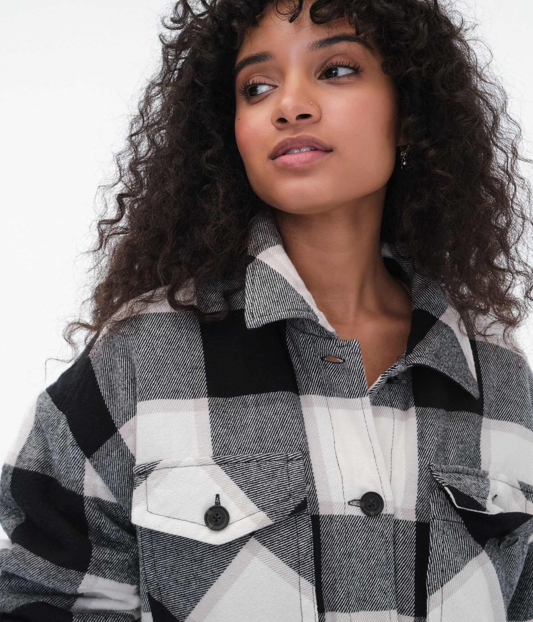 Plaid Flannel Buttoned Shirt Jacket