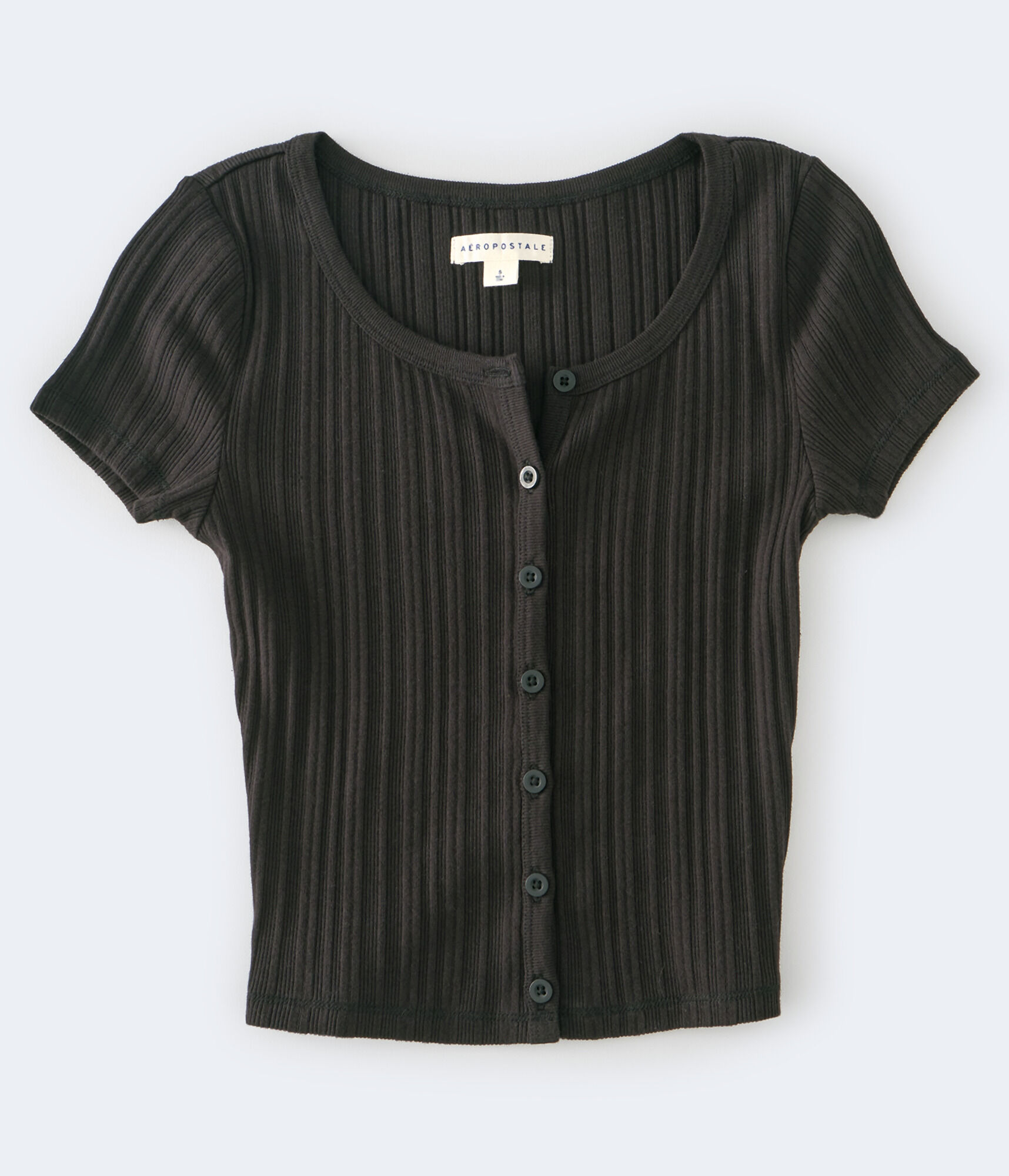 Button-Front Cropped Shrunken Tee