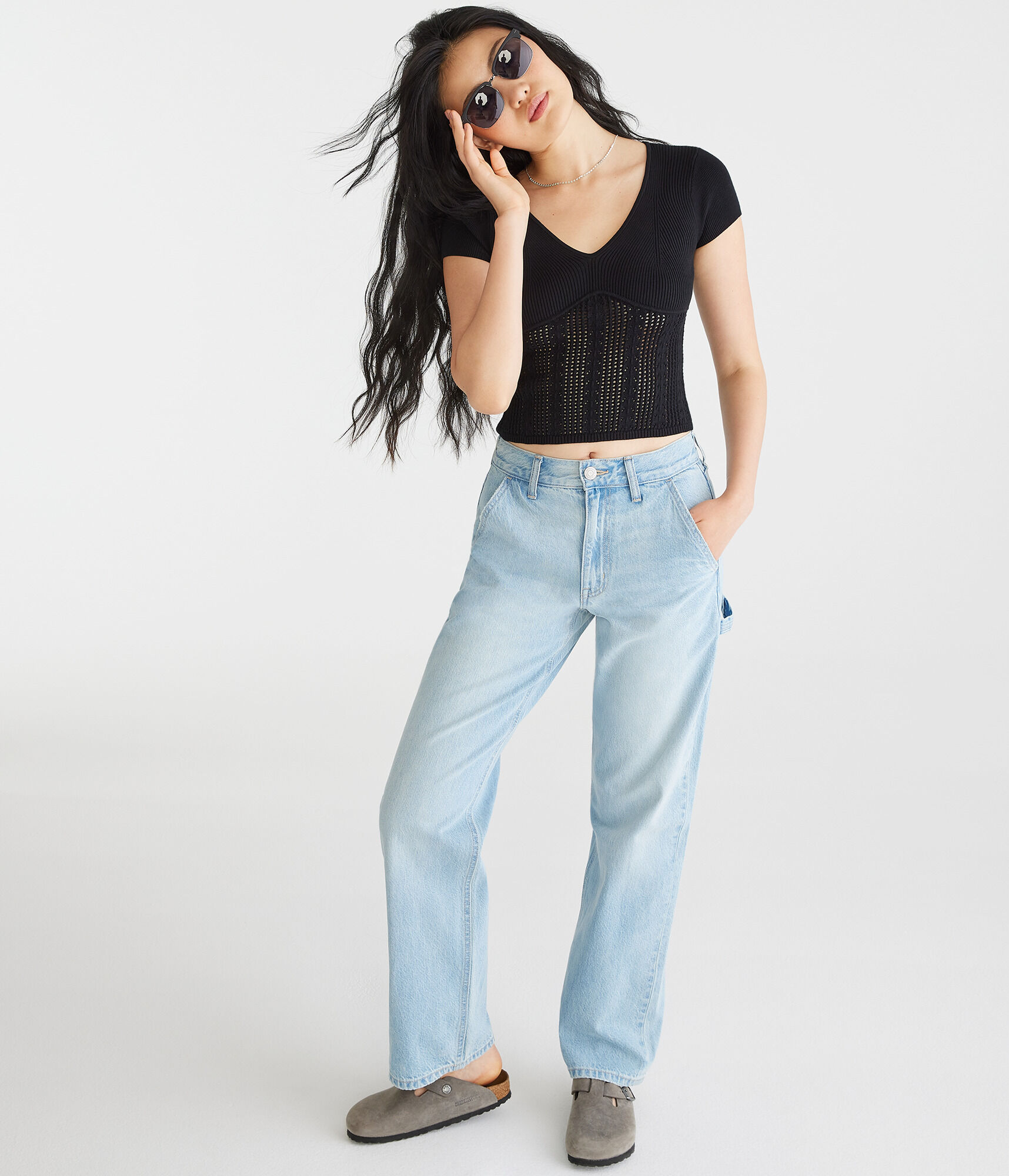 Pointelle Knit Crop Top