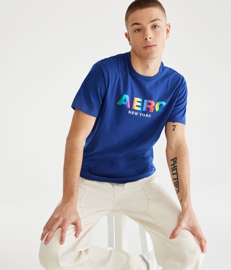Aero Rainbow Foil Pride Graphic Tee Aero Rainbow Foil Pride Graphic Tee