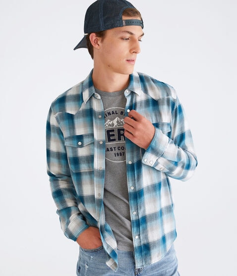 Long Sleeve Plaid Western Shirt