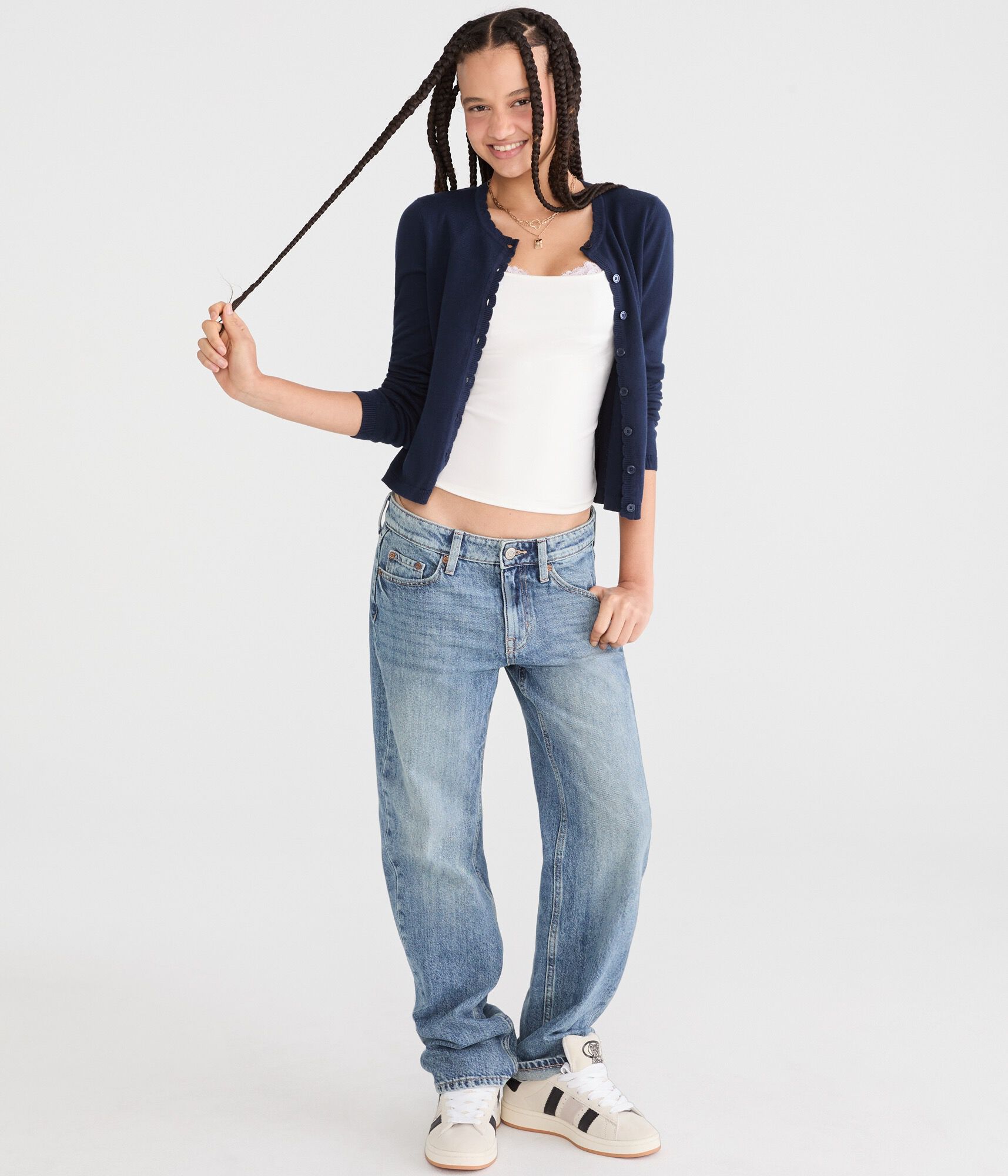 Scalloped Crew Cardigan