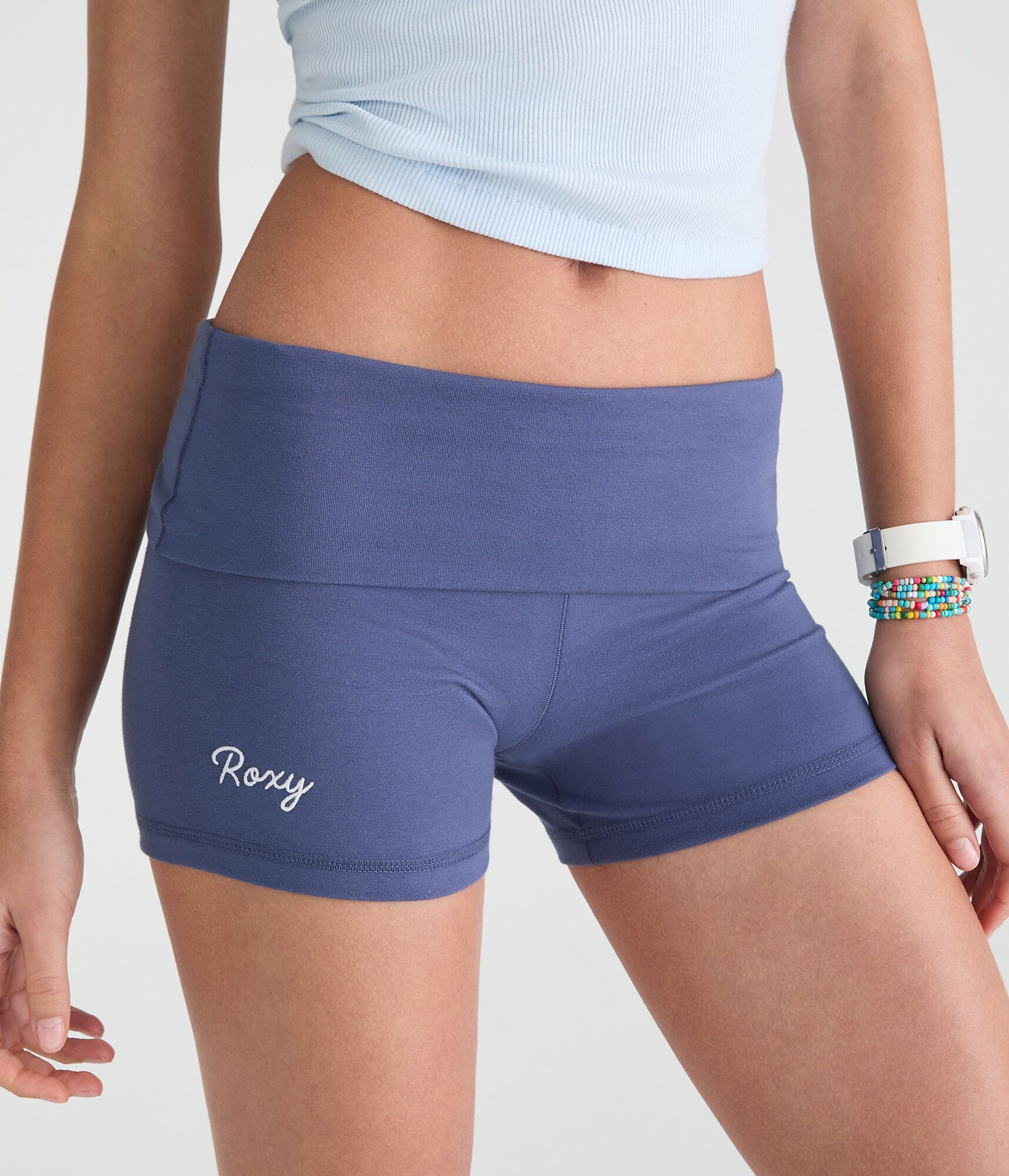 Roxy Hibiscus Low-Rise Fold-Over Shorts