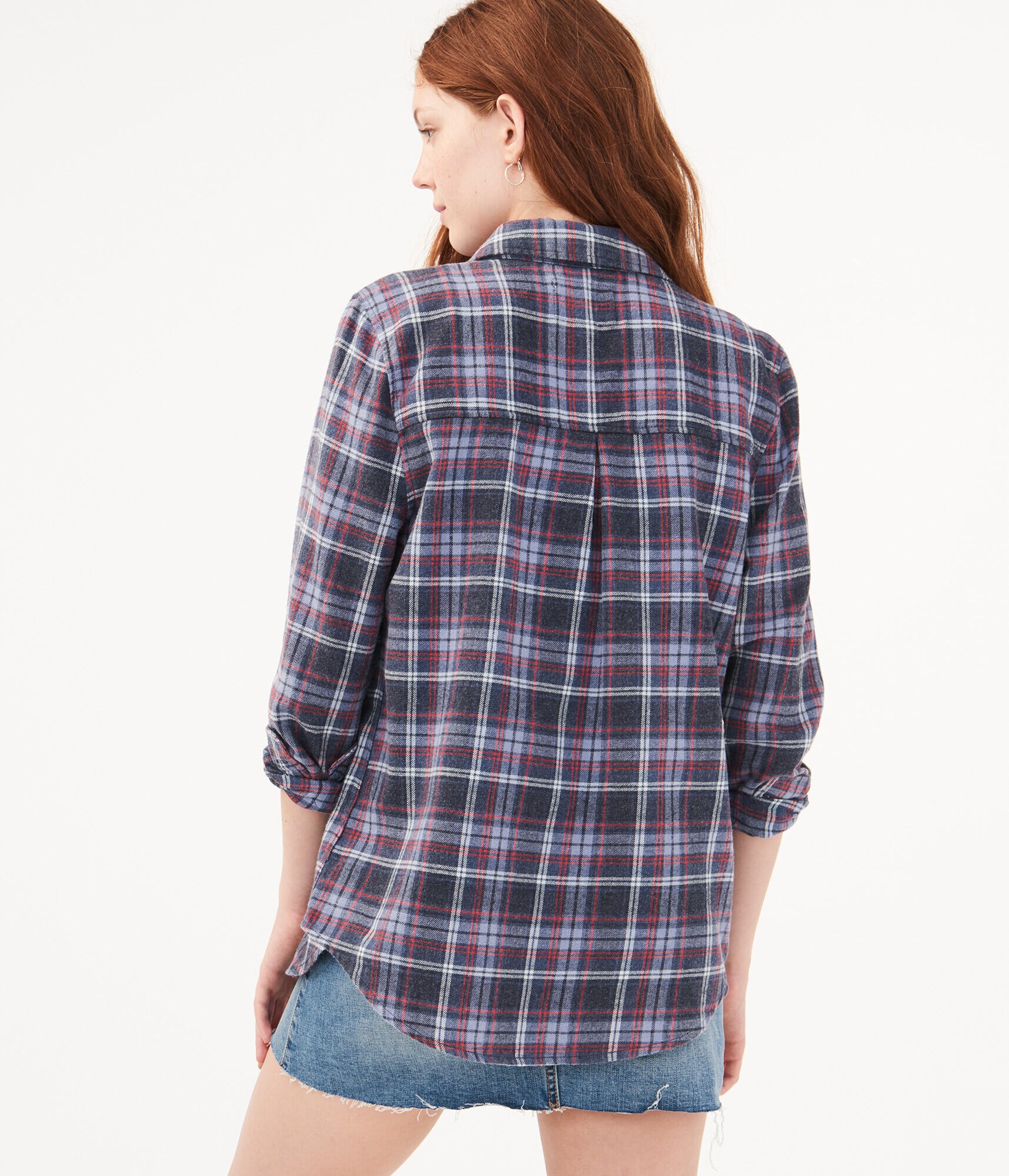 Boyfriend Plaid Button-Down Shirt