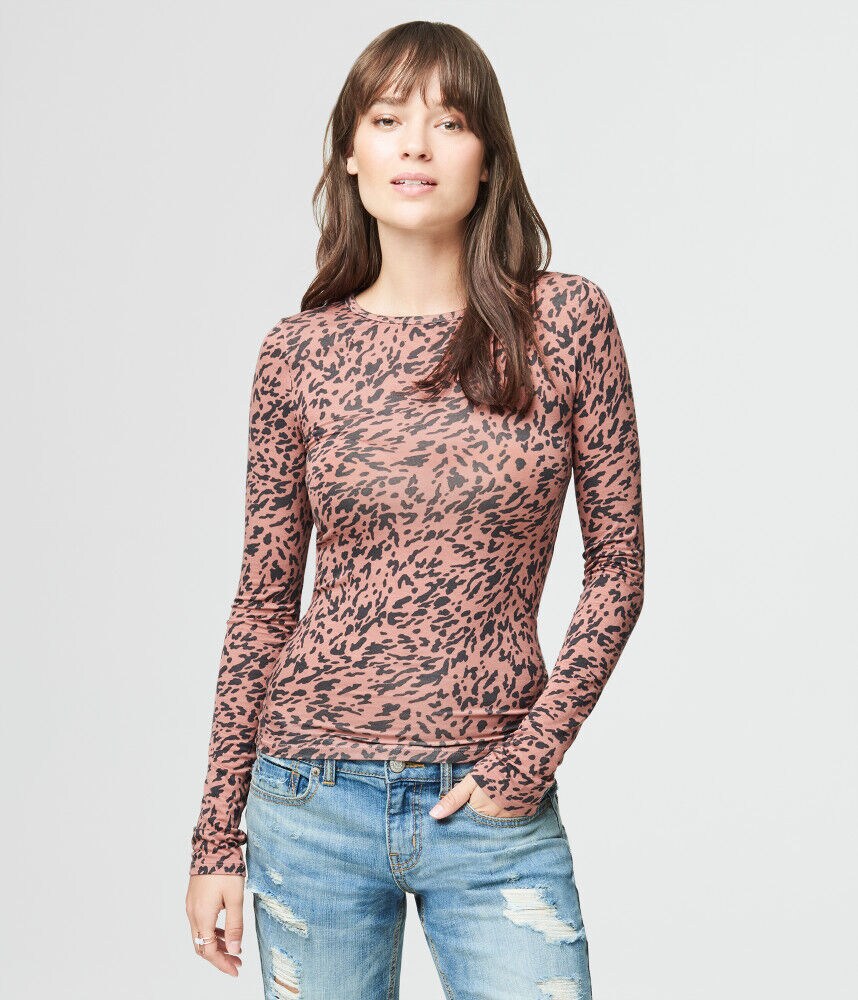 Long Sleeve Animal Print Layering Tee