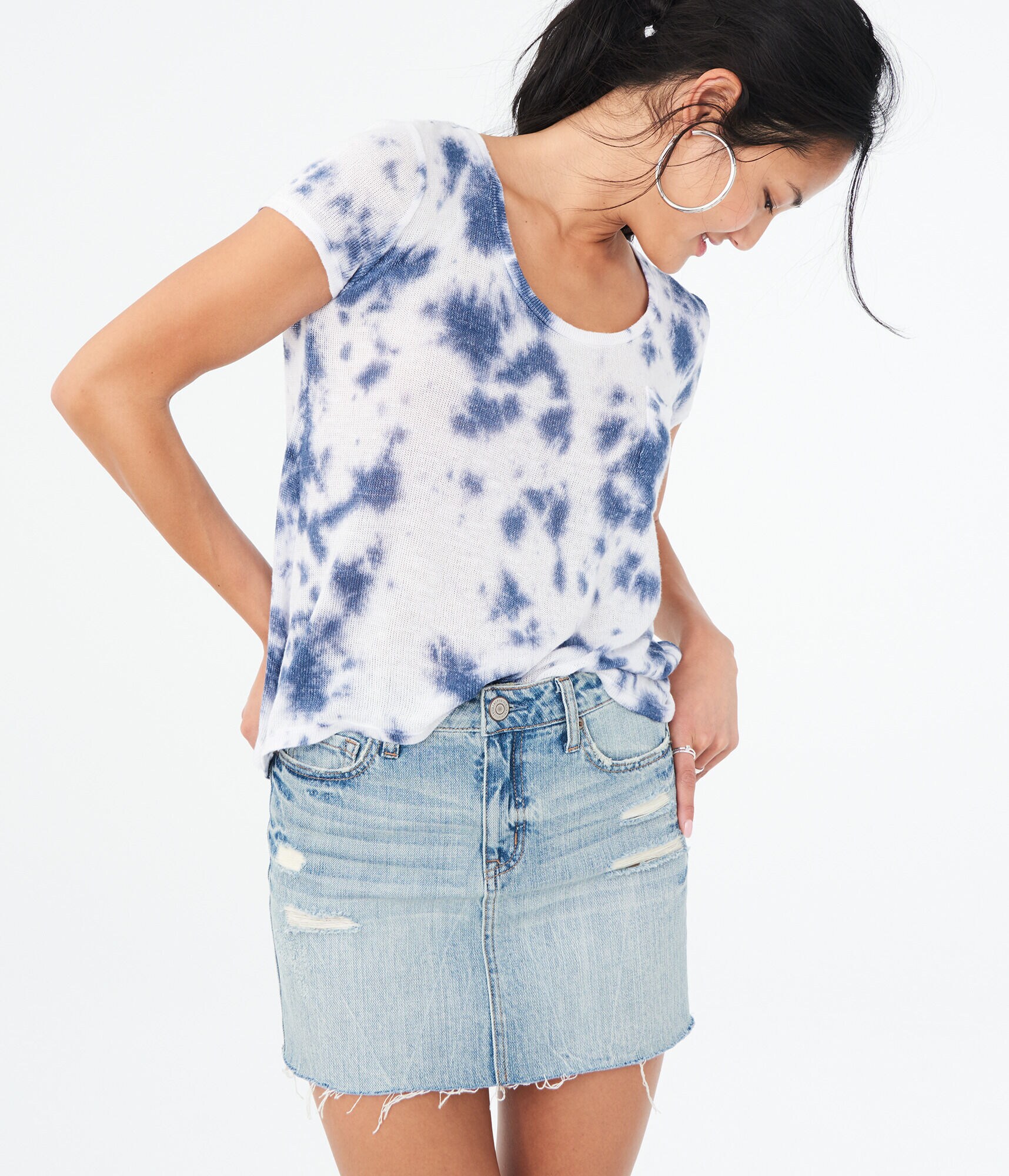 Tie-Dye Sweater-Knit Pocket Tee