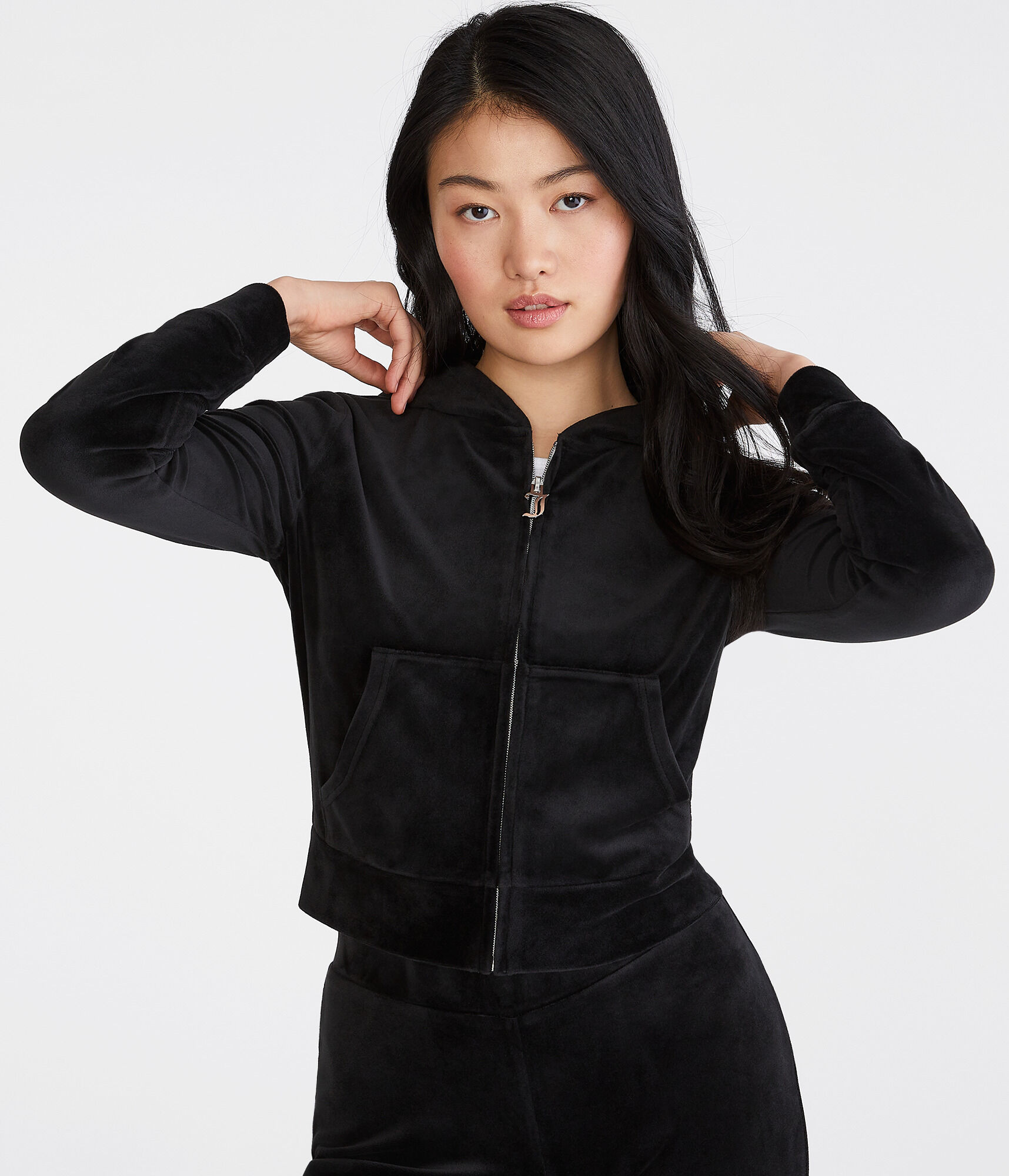 Juicy Couture X AERO Bling Velour Full-Zip Hoodie
