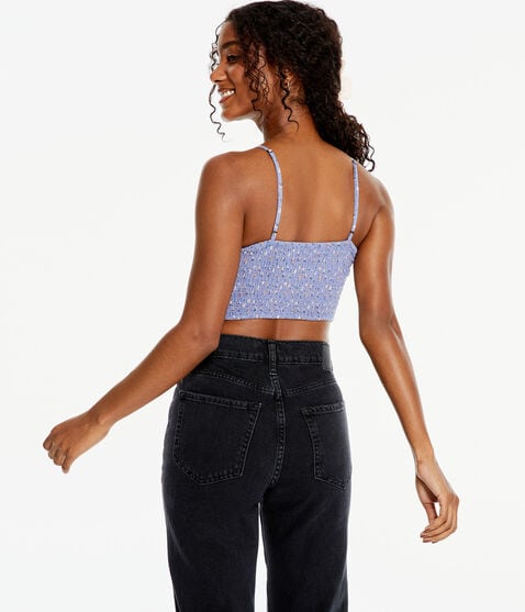 Floral Lace-Trim Cropped Corset Cami Floral Lace-Trim Cropped Corset Cami