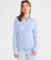 Long Sleeve Thin Stripe Fitted Shirt