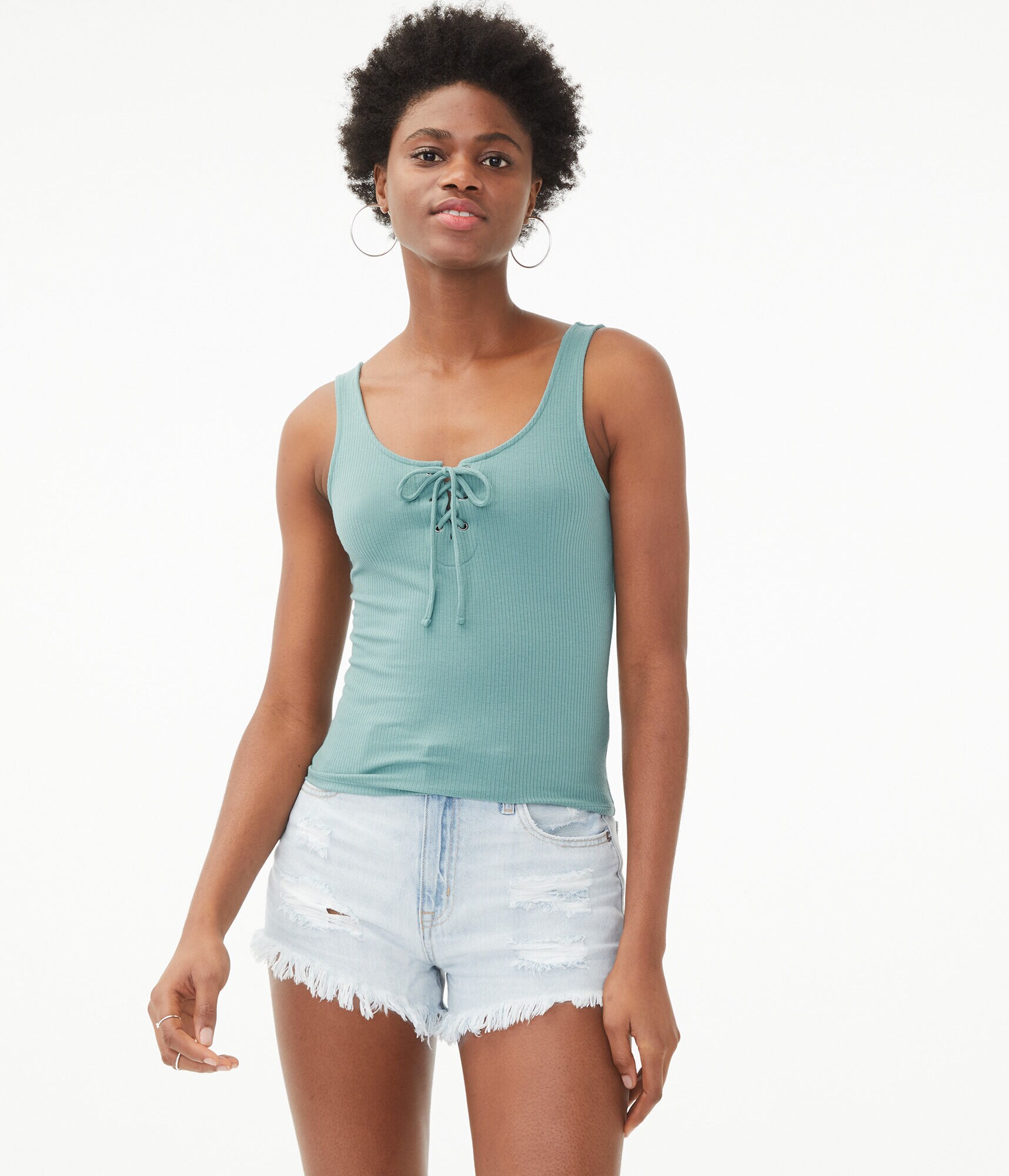 Lace-Up Bodycon Tank