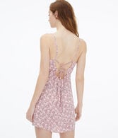 Floral Square-Neck Lace-Back Mini Dress