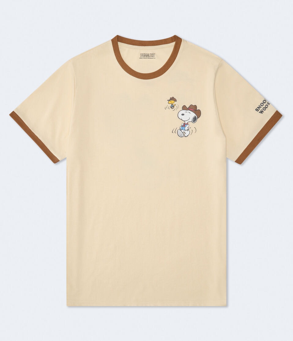 Western Snoopy & Woodstock Relaxed Ringer Graphic Tee