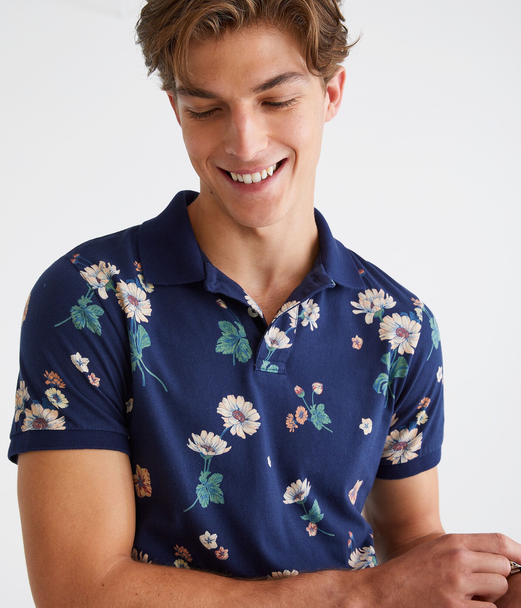 Floral Print Jersey Polo