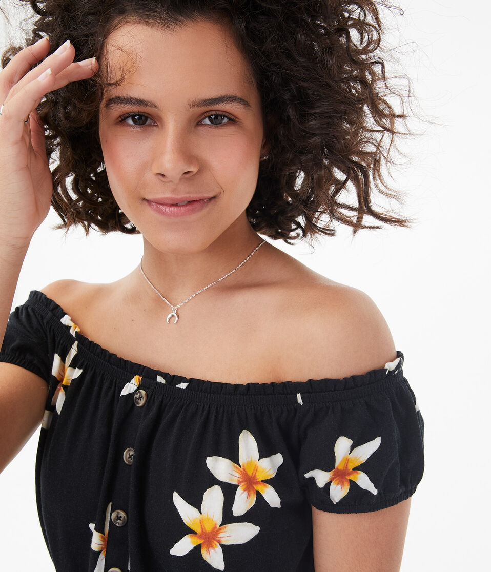 Floral Off-The-Shoulder Crop Top