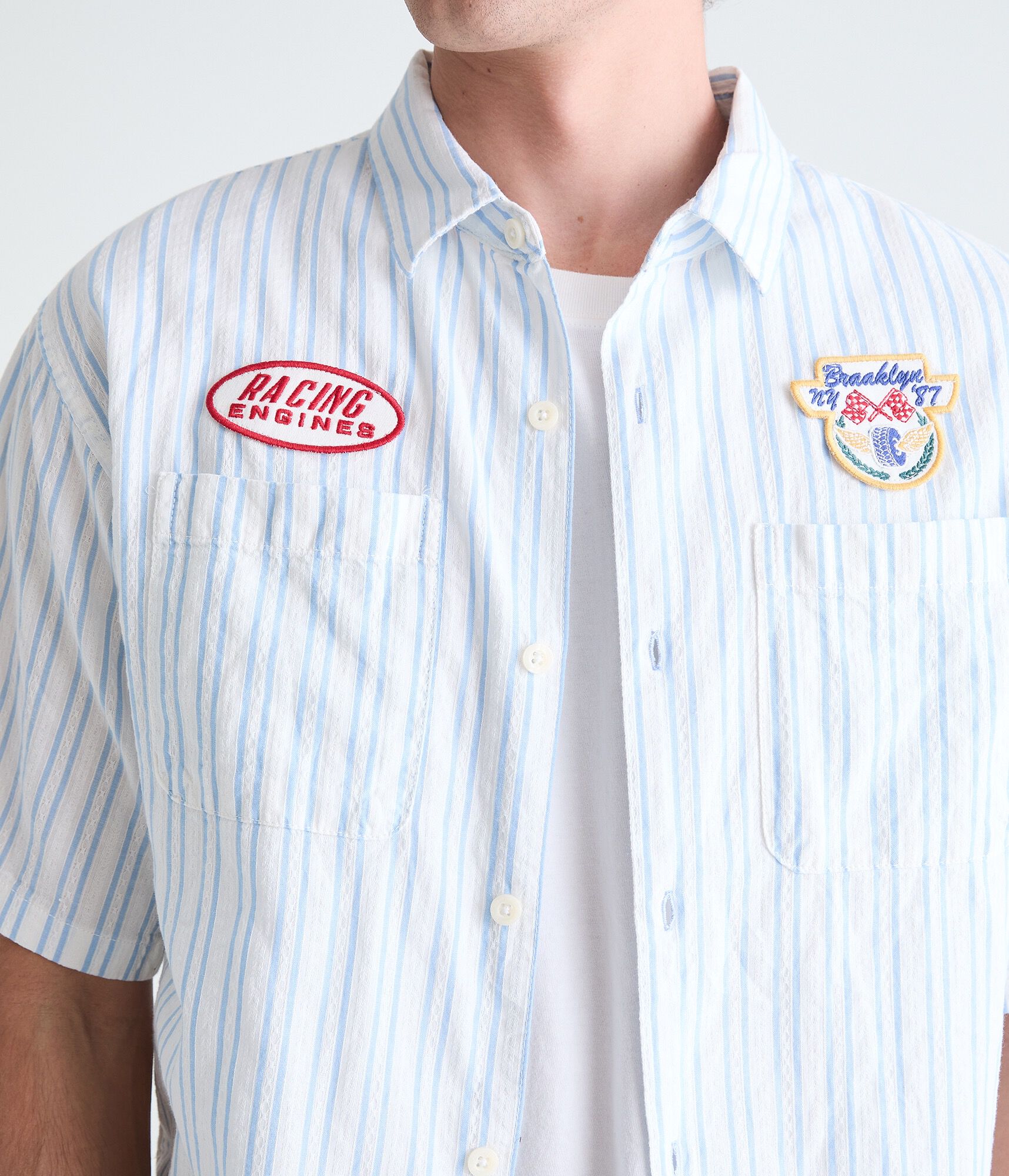 Racing Engines Striped Boxy Shirt