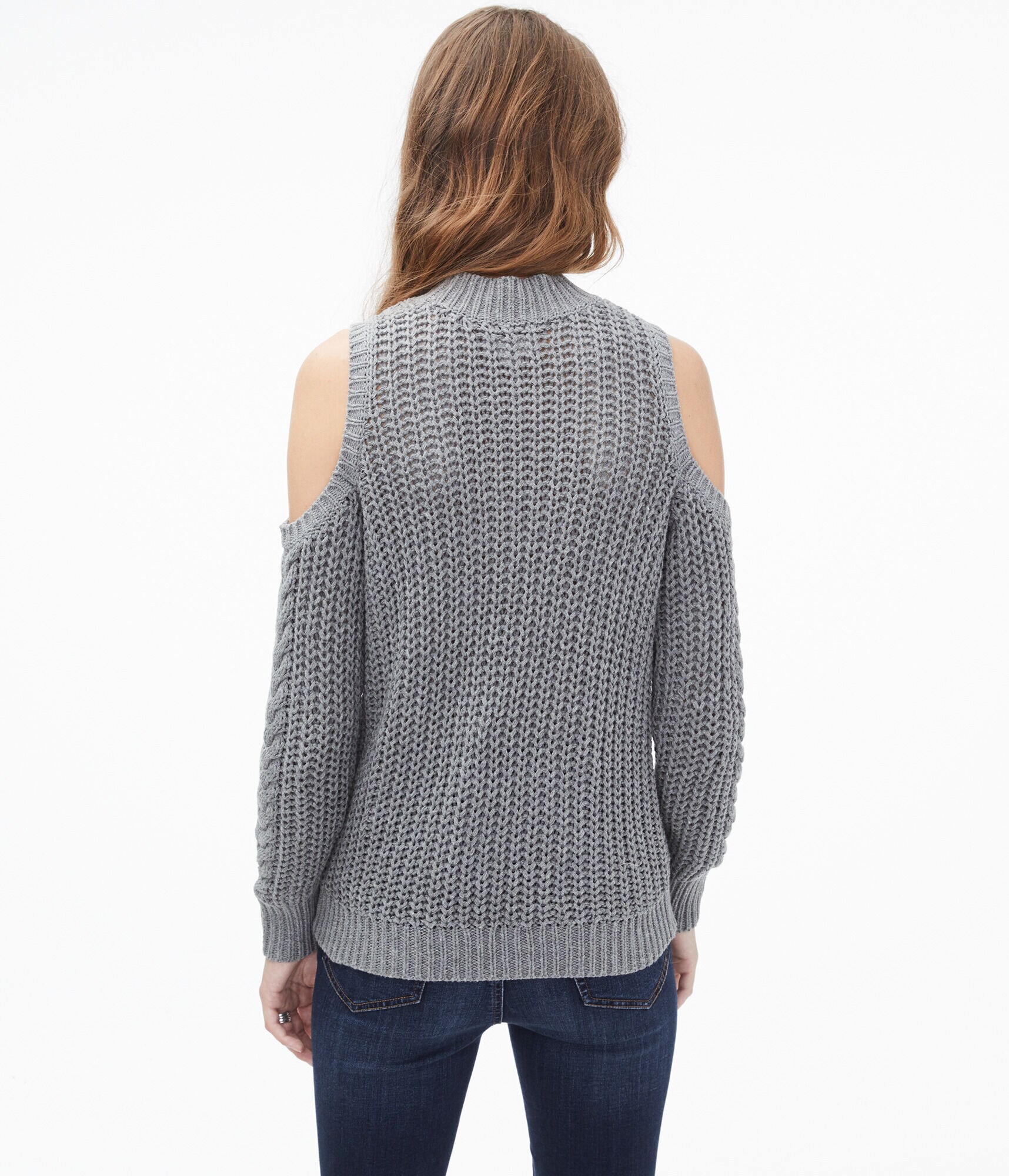 Cable-Knit Cold-Shoulder Sweater