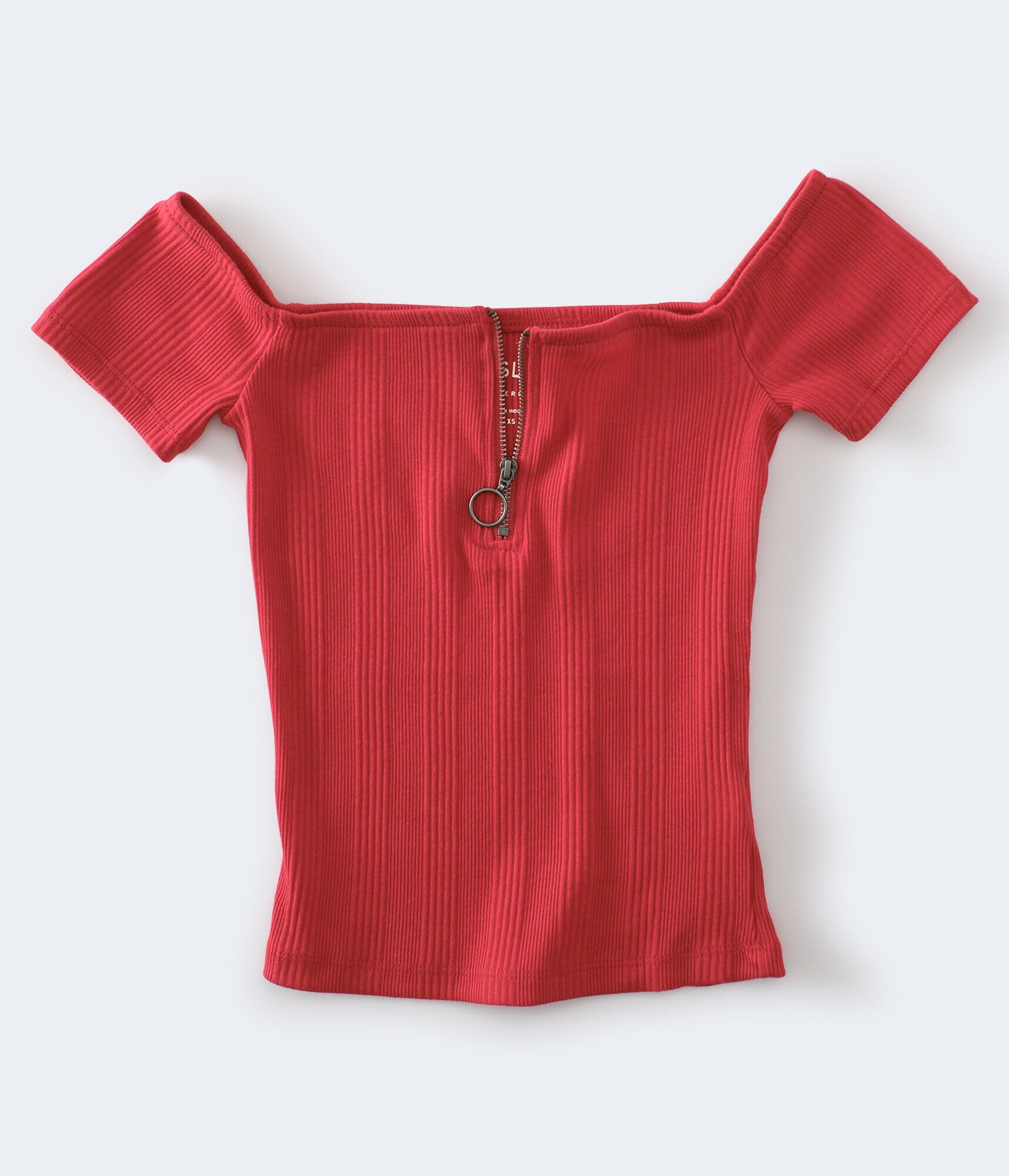 Off-The-Shoulder Zip Bodycon Top