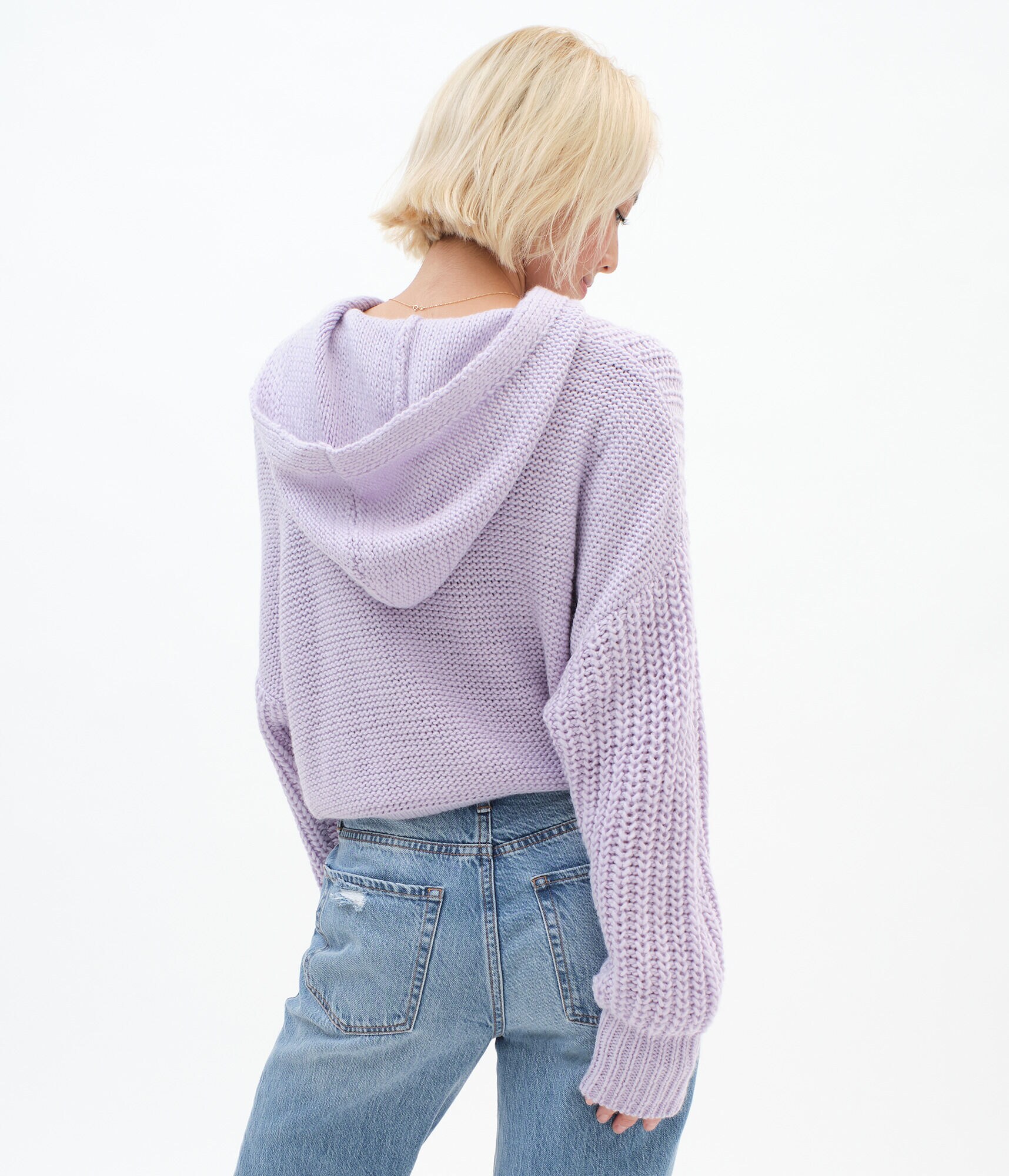 Cinch-Tie Cropped Hooded Sweater