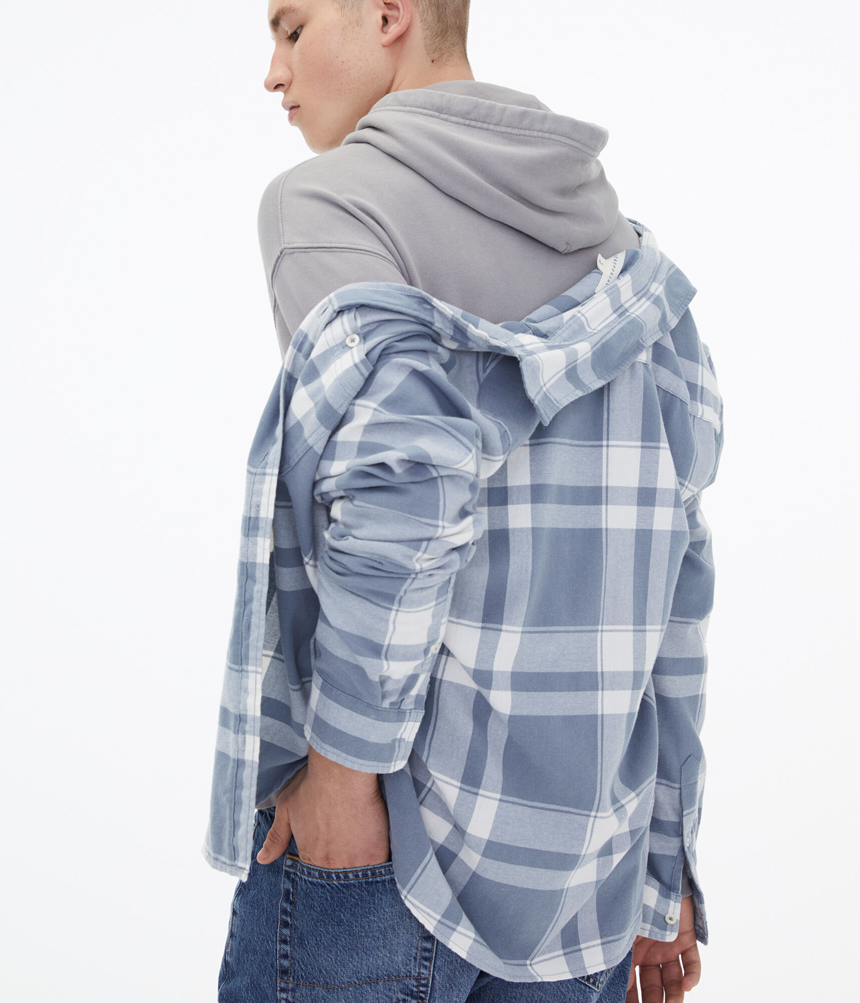 Long Sleeve Relaxed Plaid Flannel Button-Down Shirt