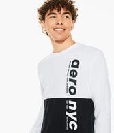 Long Sleeve Aero NYC Vertical Colorblocked Graphic Tee