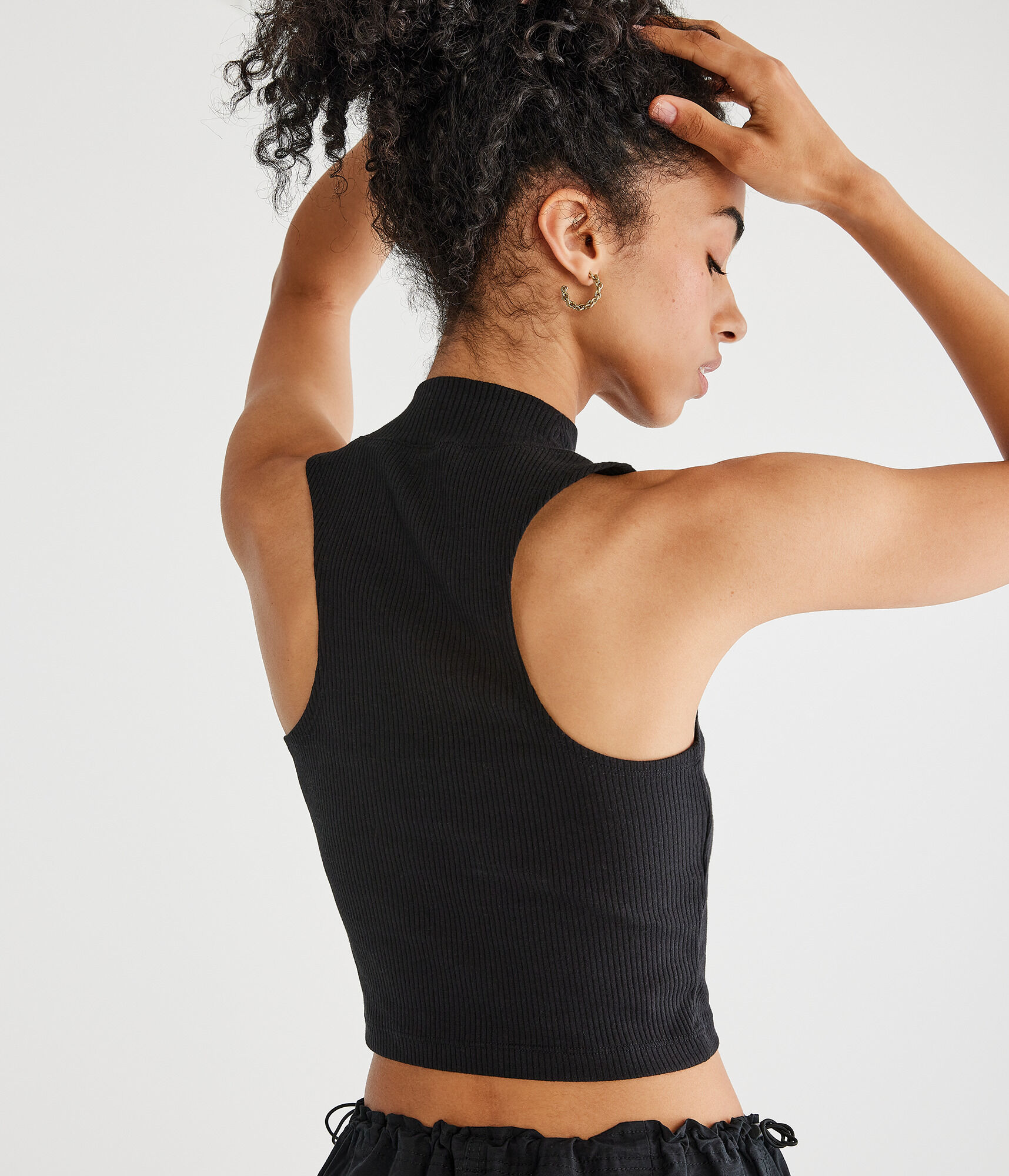 Cropped Mock-Neck Tank