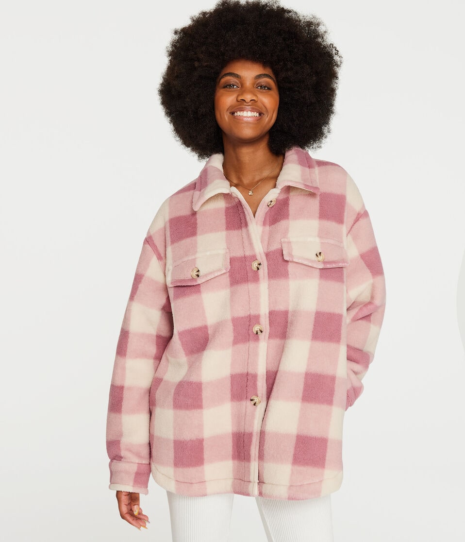 Plaid Oversized Sherpa Shacket