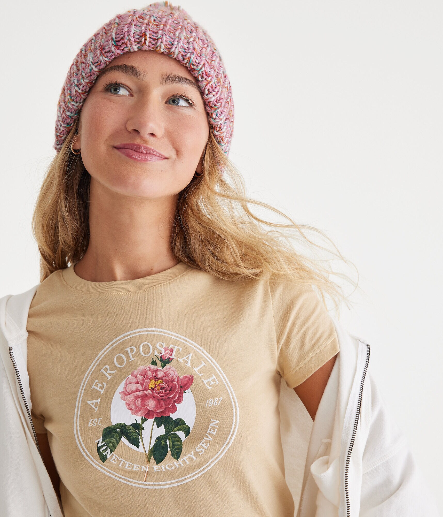 Aeropostale Floral Circle Graphic Tee