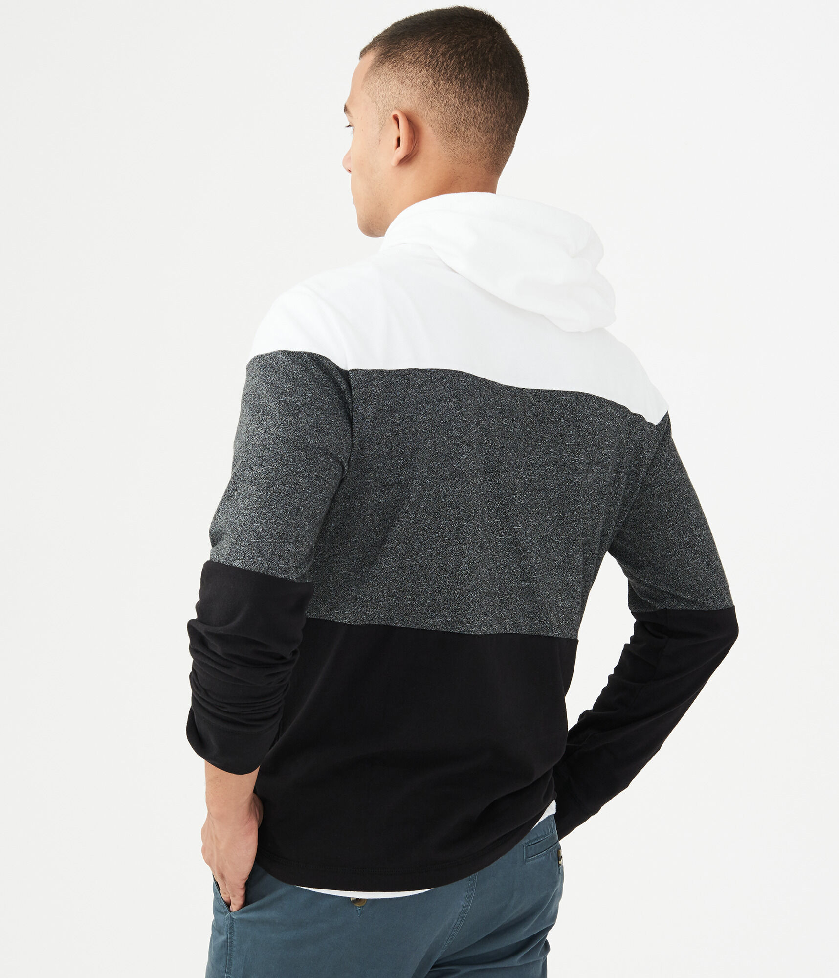Long Sleeve Colorblock Hooded Tee***