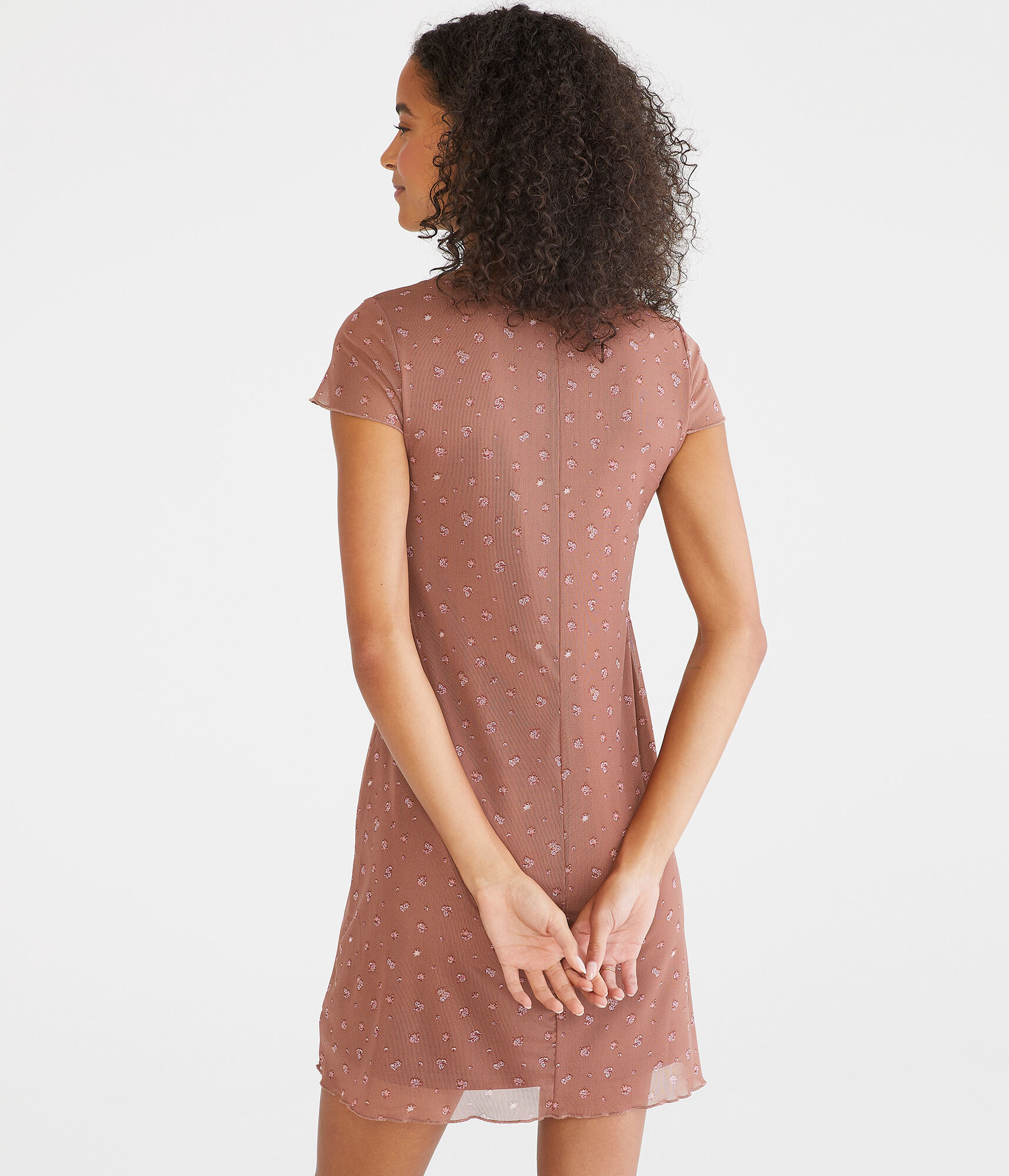 Floral V-Neck Mesh A-Line Dress