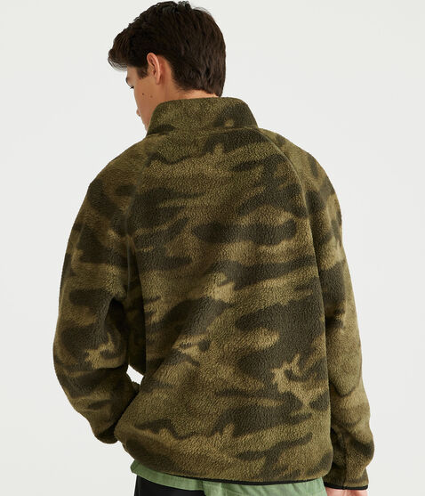 Camo Mixed Media Quarter-Zip Fleece Pullover