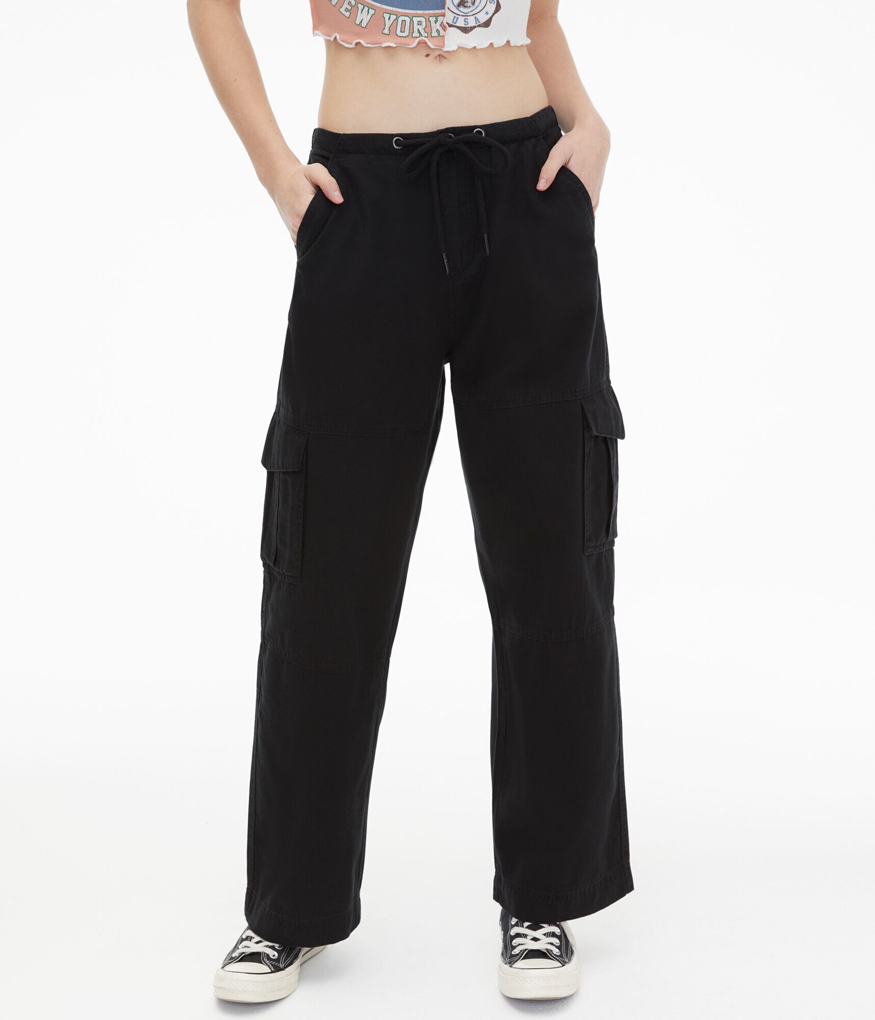 High-Rise Wide Leg Cargo Pants