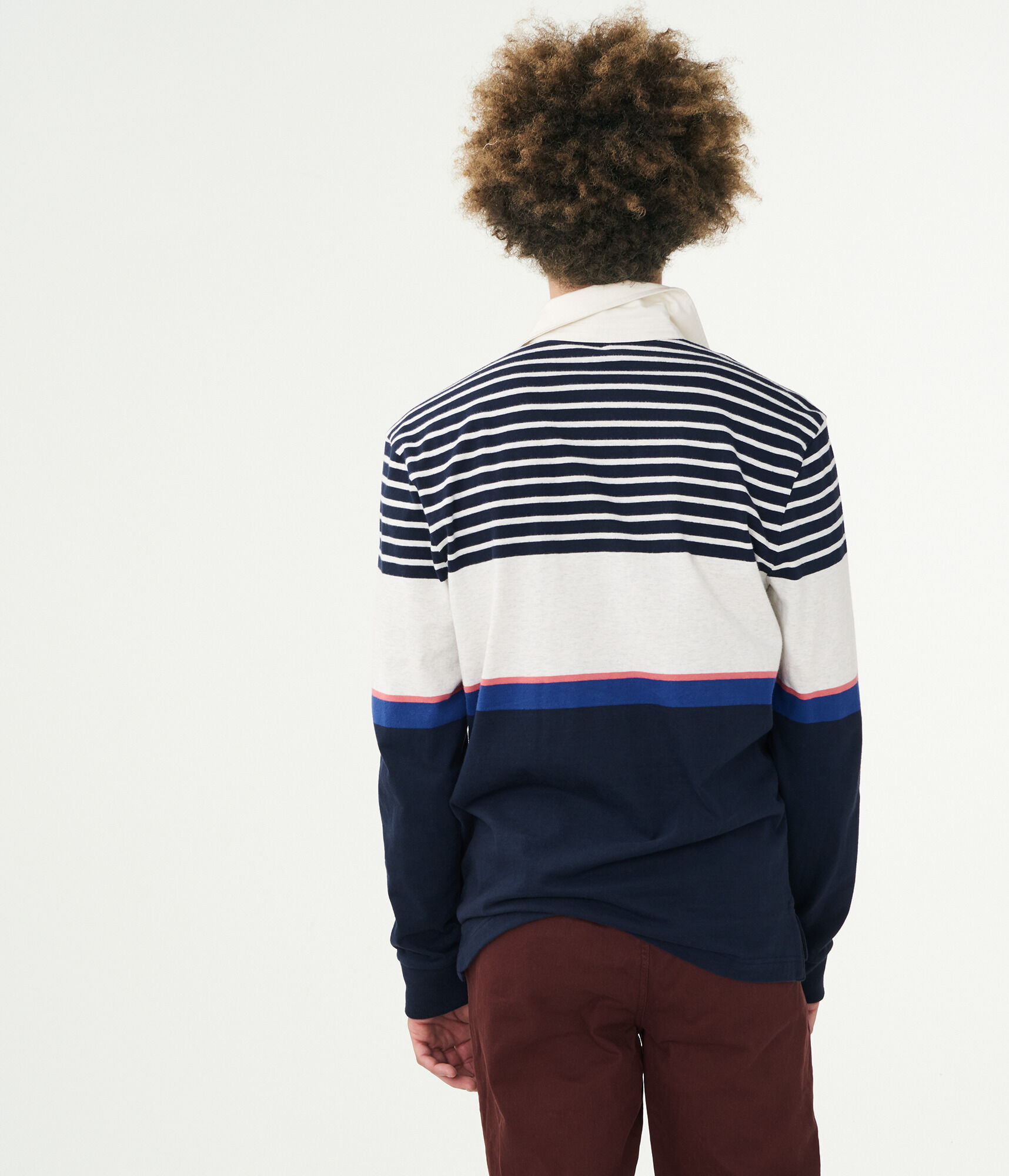 Long Sleeve Rugby Stripe Jersey Polo